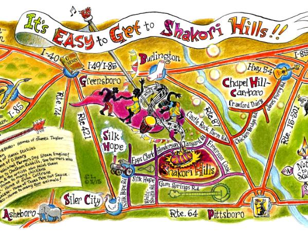 Shakori Hills Grassroots Festival Map Stacye Leanza Murals Illustration 0484